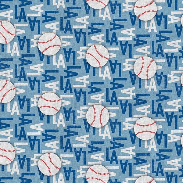The Final Inning Los Angeles LA Baseball Toss Red Blue Paintbrush Studio Cotton Fabric PBS-120-26590