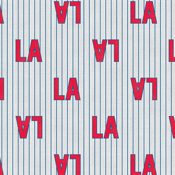 The Final Inning Los Angeles LA Baseball Jersey Stripe Red Blue Paintbrush Studio Cotton Fabric PBS-120-26599