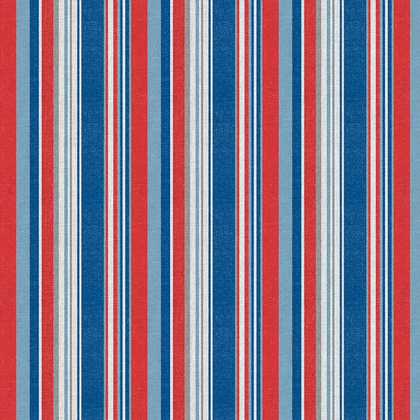 The Final Inning Los Angeles LA Baseball Spirit Stripe Red Blue Paintbrush Studio Cotton Fabric PBS-120-26604
