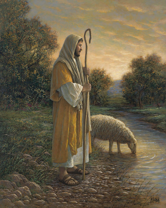 The Good Shepherd Jesus sheep Religious Panel 36" Multi Digitally Printed David Textiles Cotton FabricDT-AL-3762-9C-1 Multi