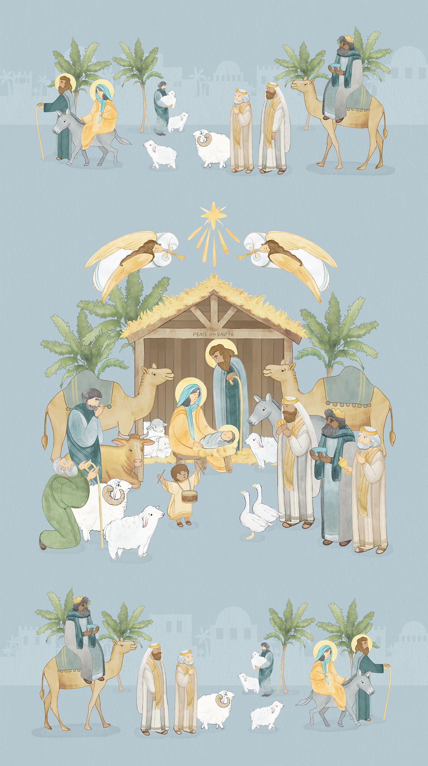 The Nativity Panel 24" Blue Multi Northcott Cotton Fabric NC-DP28990-42