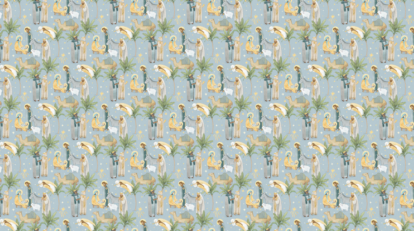The Nativity Scenic Blue Multi Northcott Cotton Fabric NC-DP28992-42