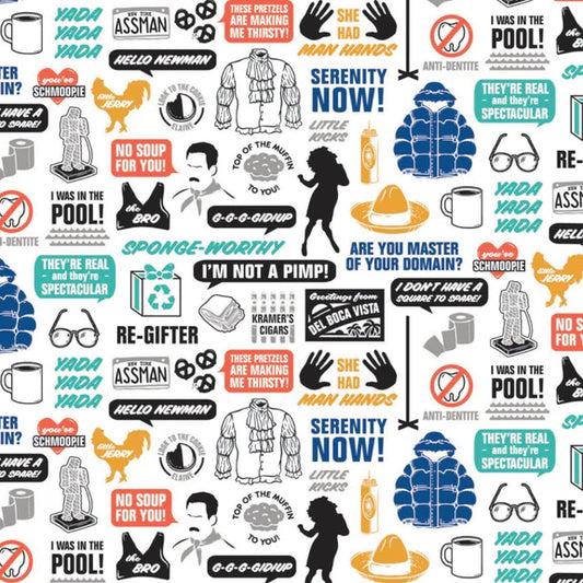 The Seinfeld Noteworthy Moments White Camelot Cotton Fabric