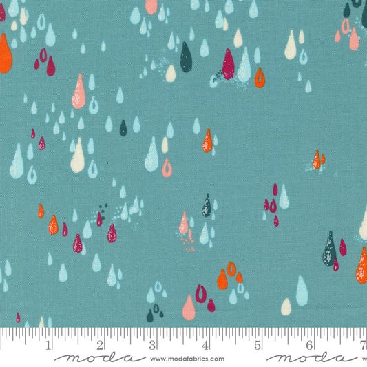 Things Above Raindrops Teal Blue Fancy That Design House Moda Cotton Fabric