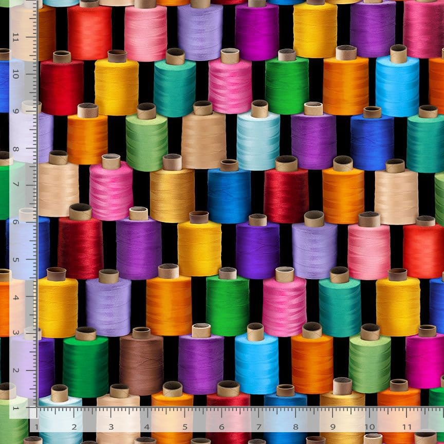 Thread & Thimble Thread Spools Brite Timeless Treasures Cotton Fabric TT-SEW-CD4324-BRITE | US Fabric Shop