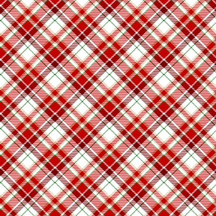 Timber Gnomes Tree Farm Bias Plaid Red and White Shelly Comiskey Henry Glass Cotton Fabric