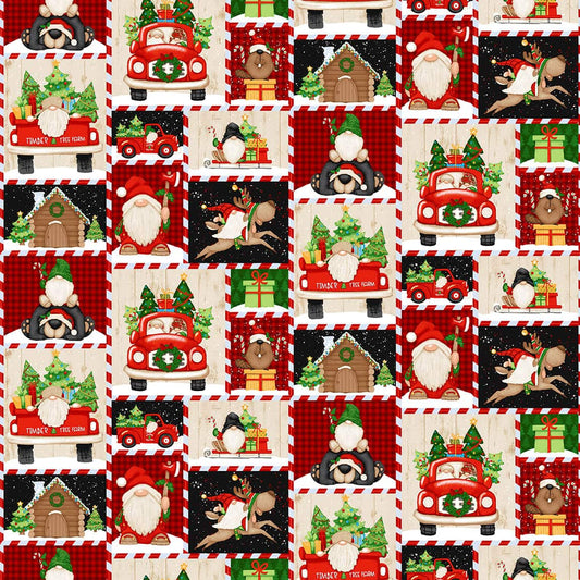 Timber Gnomes Tree Farm Gnome Patchwork Shelly Comiskey Henry Glass Cotton Fabric