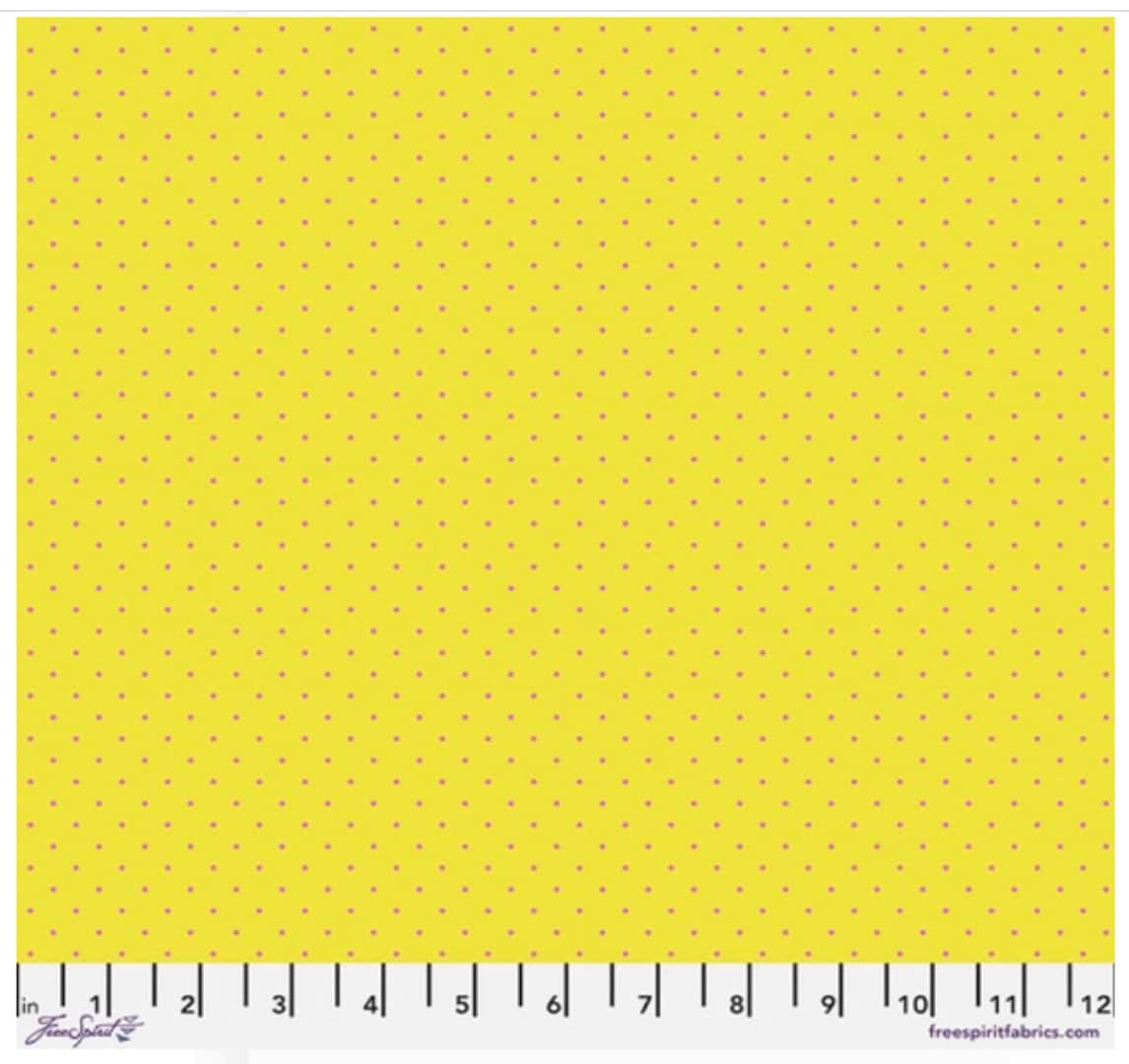Tiny Dots Flare Yellow Pink Tula Pink Free Spirit Cotton Fabric