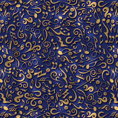 Tiny Tunes Music Notes Blue Dan Morris Quilting Treasures  Cotton Fabric