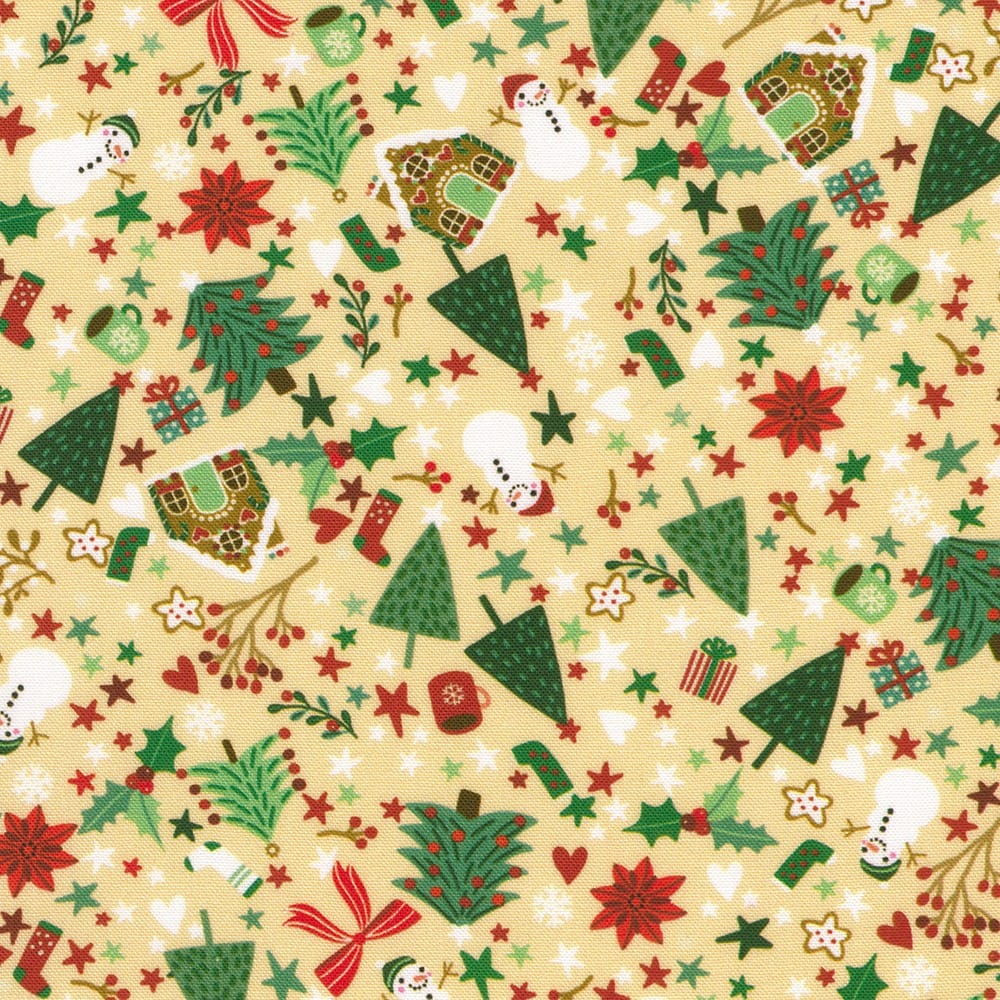Tiny Tidings Christmas Toss Tan Robert Kaufman Cotton Fabric RK-SRKD-23906-13 | US Fabric Shop