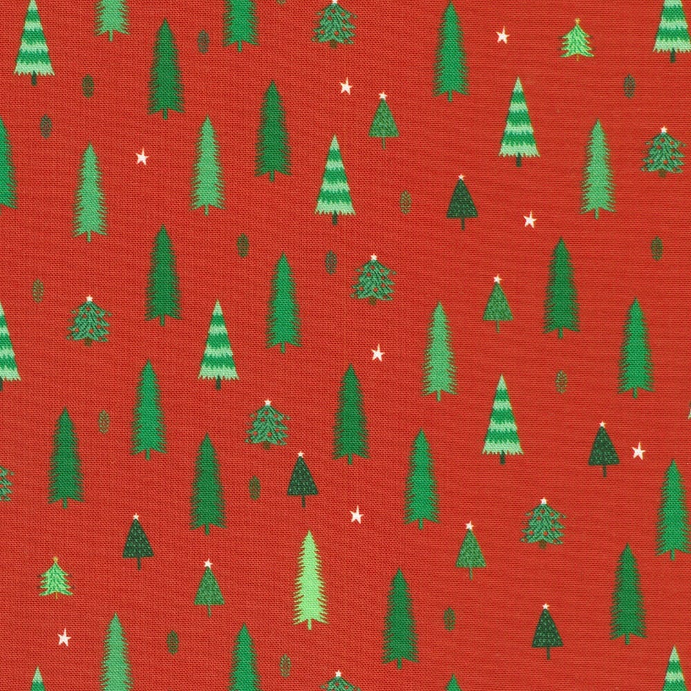 Tiny Tidings Christmas Tree Cranberry Red Robert Kaufman Cotton Fabric RK-SRKD-23910-113 | US Fabric Shop