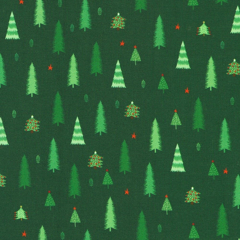 Tiny Tidings Christmas Tree Evergreen Green Robert Kaufman Cotton Fabric RK-SRKD-23910-224 | US Fabric Shop