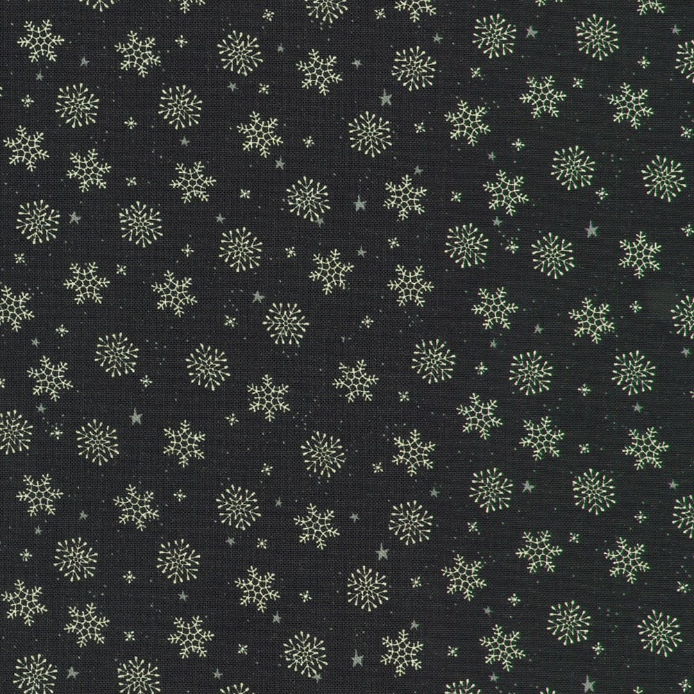 Tiny Tidings Snowflakes Black Robert Kaufman Cotton Fabric RK-SRKD-23911-2 | US Fabric Shop