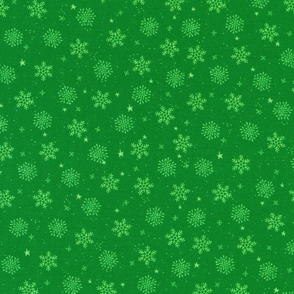 Tiny Tidings Snowflakes Holly Green Robert Kaufman Cotton Fabric RK-SRKD-23911-240 | US Fabric Shop