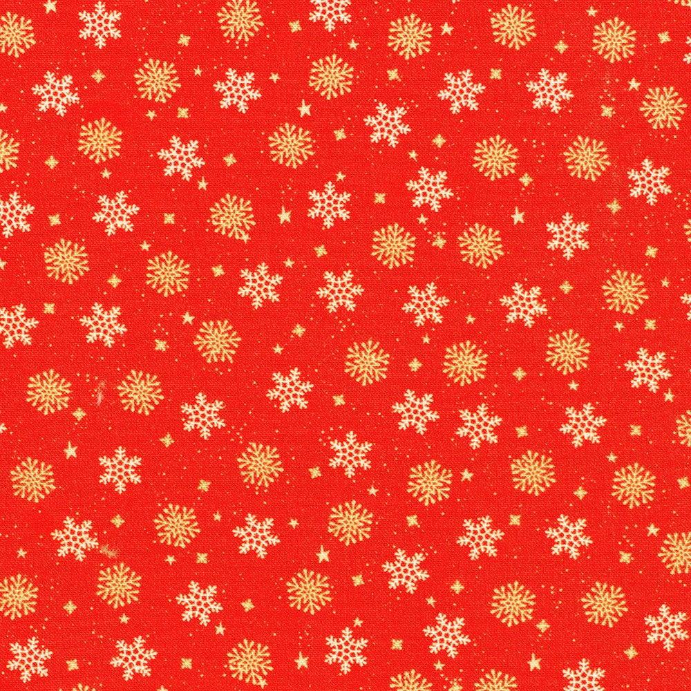Tiny Tidings Snowflakes Red Robert Kaufman Cotton Fabric RK-SRKD-23911-3