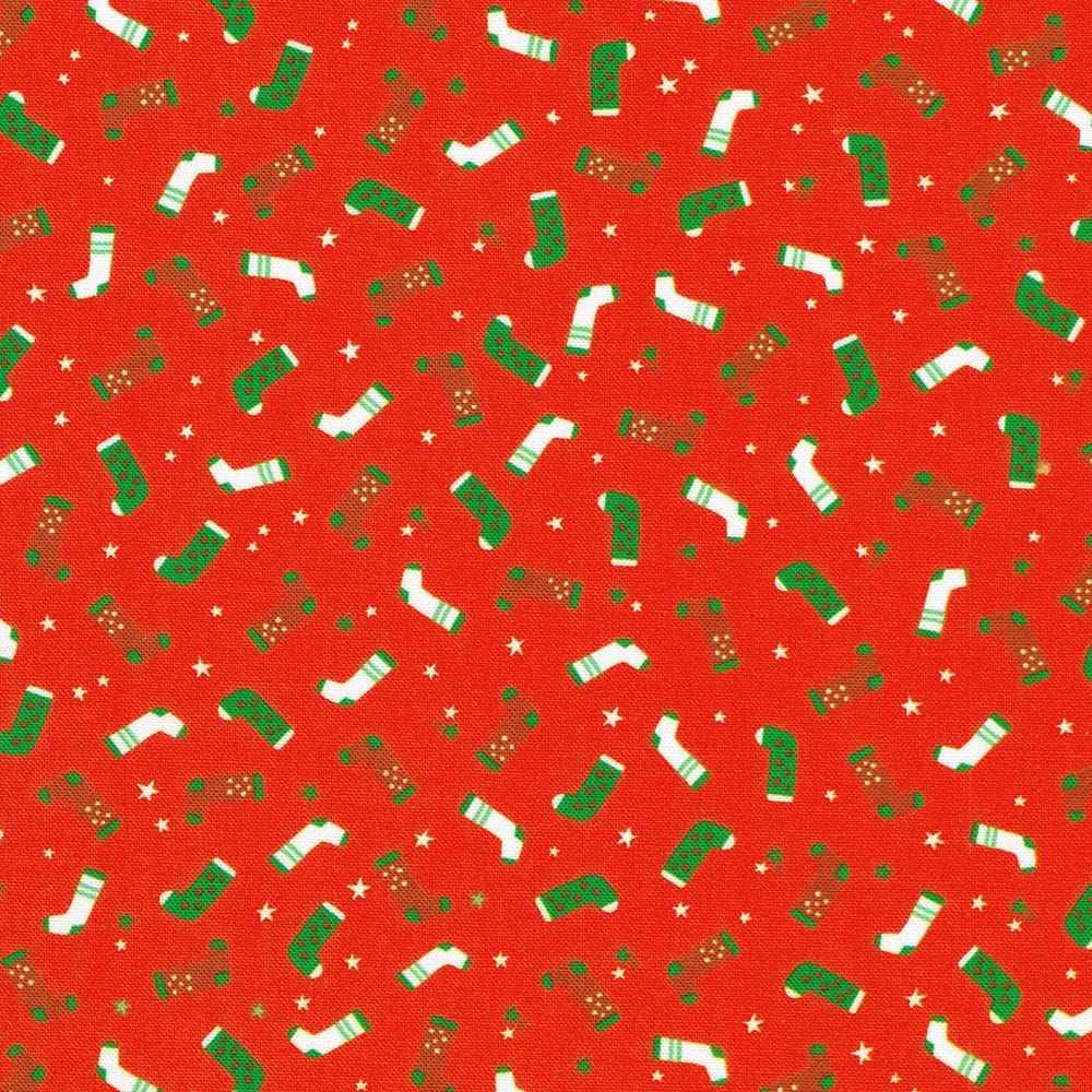 Tiny Tidings Stockings Garnet Red Robert Kaufman Cotton Fabric RK-SRKD-23908-105 | US Fabric Shop