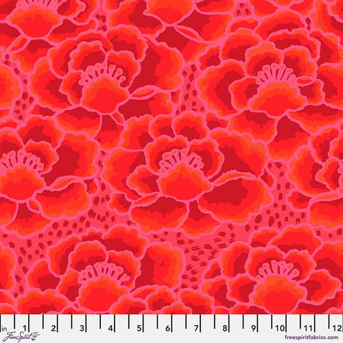 Tonal Floral Red February 2023 Kaffe Fassett Collective Free Spirit Cotton fabric FS-PWGP197.RED