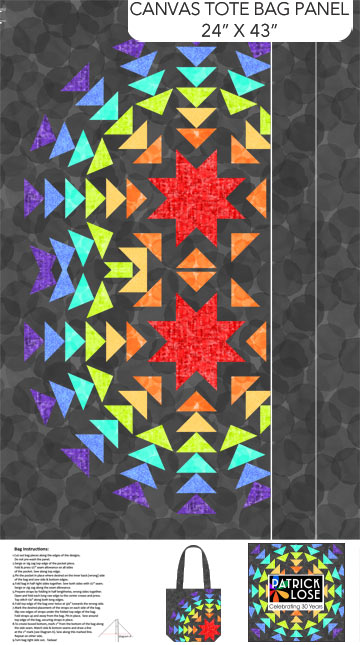 Tonal Trios 30th Anniversary Canvas Tote Bag Panel 24" Patrick Lose Northcott Cotton Fabric  NC-CPLF30-99