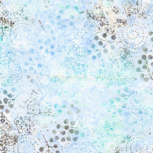 Tonga Batiks Maple Leaves Outline Sky Blue Timeless Treasures Cotton Batik Fabric TT-TONGA-B1769-SKY