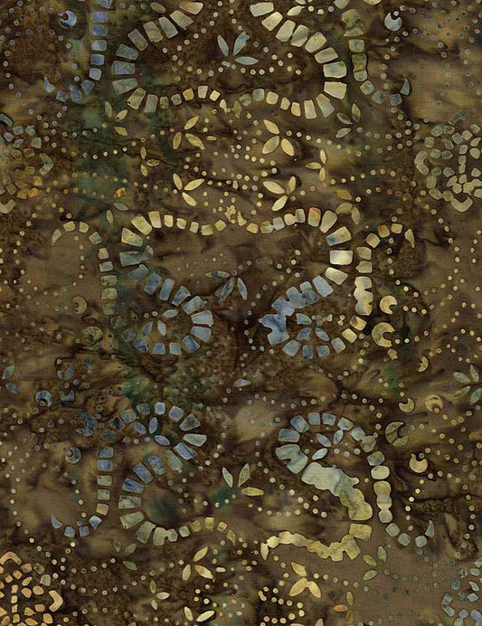 Tonga Evening Sky Batiks Square Swirls Shadow Brown Timeless Treasures Cotton Fabric