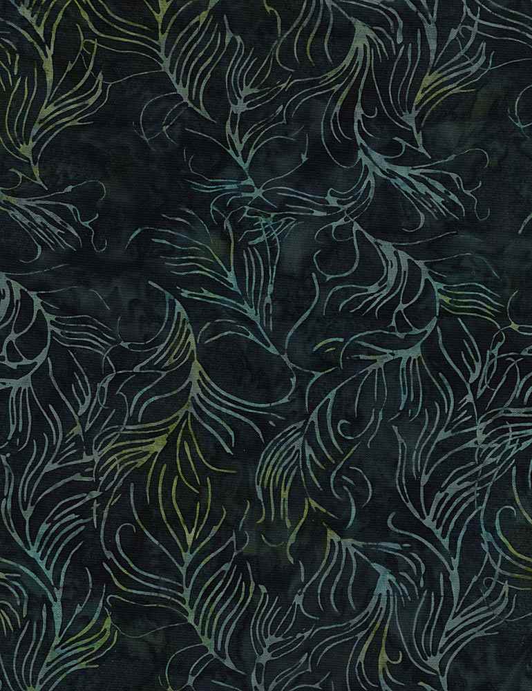 Tonga Evening Sky Batiks Swirly Palm Leaves Twilight Black Timeless Treasures Batik Cotton Fabric