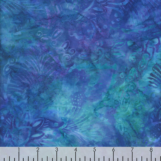 Tonga Batik Jacobean Floral Reef Blue Timeless Treasures Cotton Fabric TT-HJ-B7855-Reef
