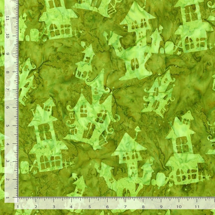 Tonga Batiks Haunted Houses Poison Green Timeless Treasures Cotton Batik Fabric TT-TONGA-B3549-POISON | US Fabric Shop