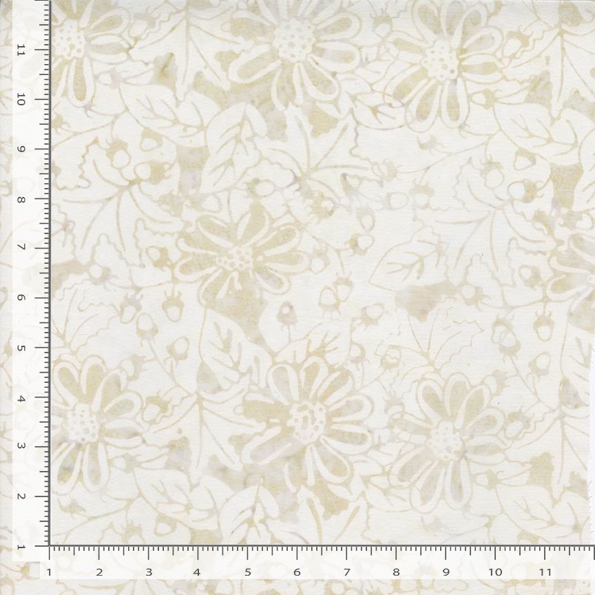 Tonga Linen BATIK Water Painted Florals Ivory Cream Timeless Treasures Cotton BATIK Fabric TT-TONGA-B3064-MIST