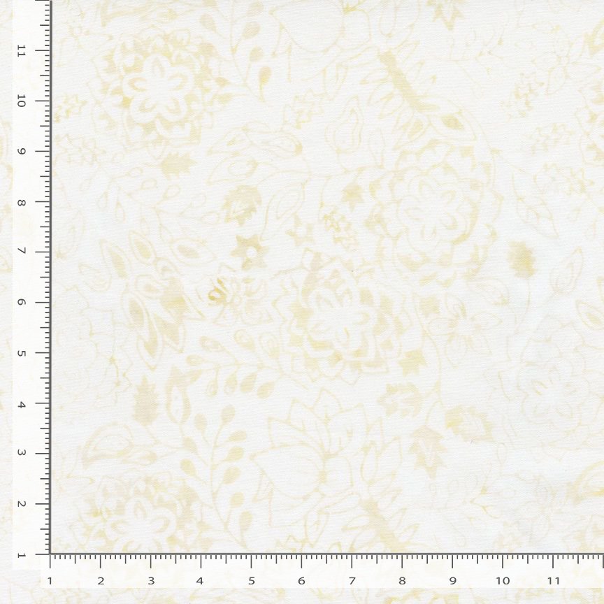 Tonga Linen BATIK Floral Bouquet Ivory Cream Timeless Treasures Cotton BATIK Fabric TT-TONGA-B3946-CALM