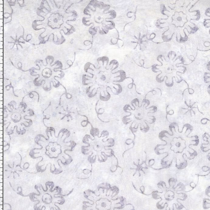 Tonga Mermaid BATIK Floating Flowers Grey Timeless Treasures Cotton Batik Fabric TT-B4023-RAIN