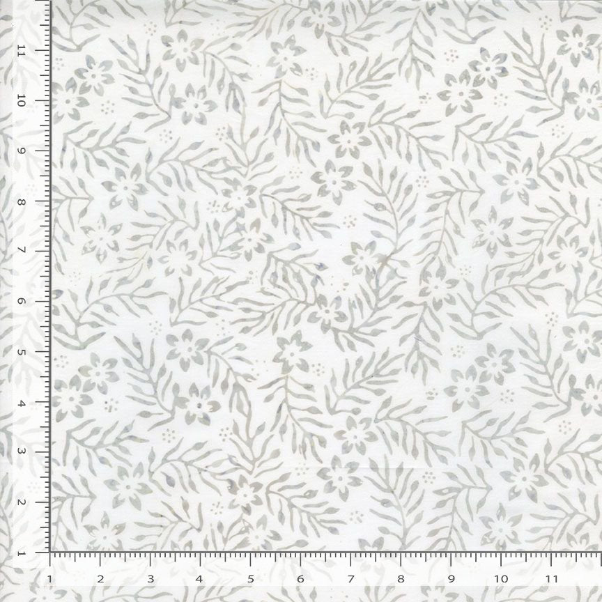 Tonga Mermaid BATIK Spike Leaf Floral Grey Timeless Treasures Cotton Batik Fabric TT-B8383-DOVE