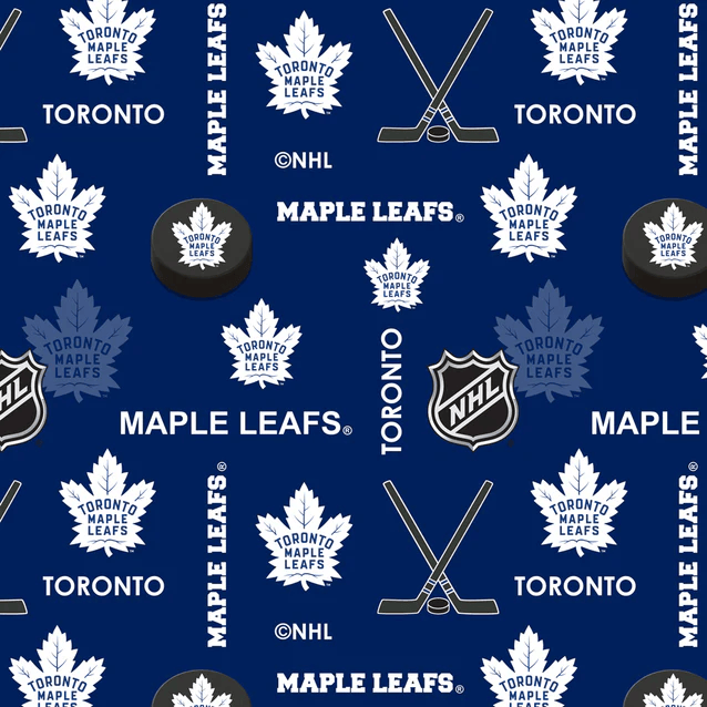 Toronto Maple Leafs NHL Hockey Allover Sykel Enterprises Polyester Fleece Fabric NHL-1385-MAP | US Fabric Shop