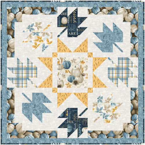 Autumn Vibes Tossed Leaves & Pumpkins Table Topper Sue Harvey & Sandy Boobar of Pine Tree Country Quilts Blank Quilting - FREE PROJECT