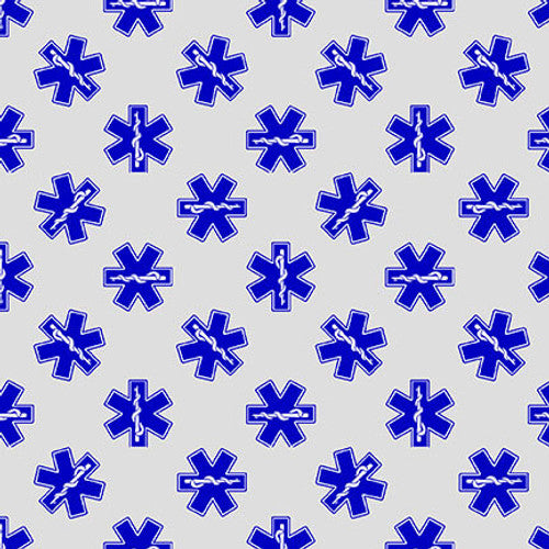 To the Rescue EMT Star Silver Robert Giordano Henry Glass Cotton Fabric HG-534-90