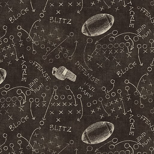 Touchdown Football Playbook Charcoal Grey Skyline Studio Benartex Cotton Fabric BE-16841-13 | US Fabric Shop