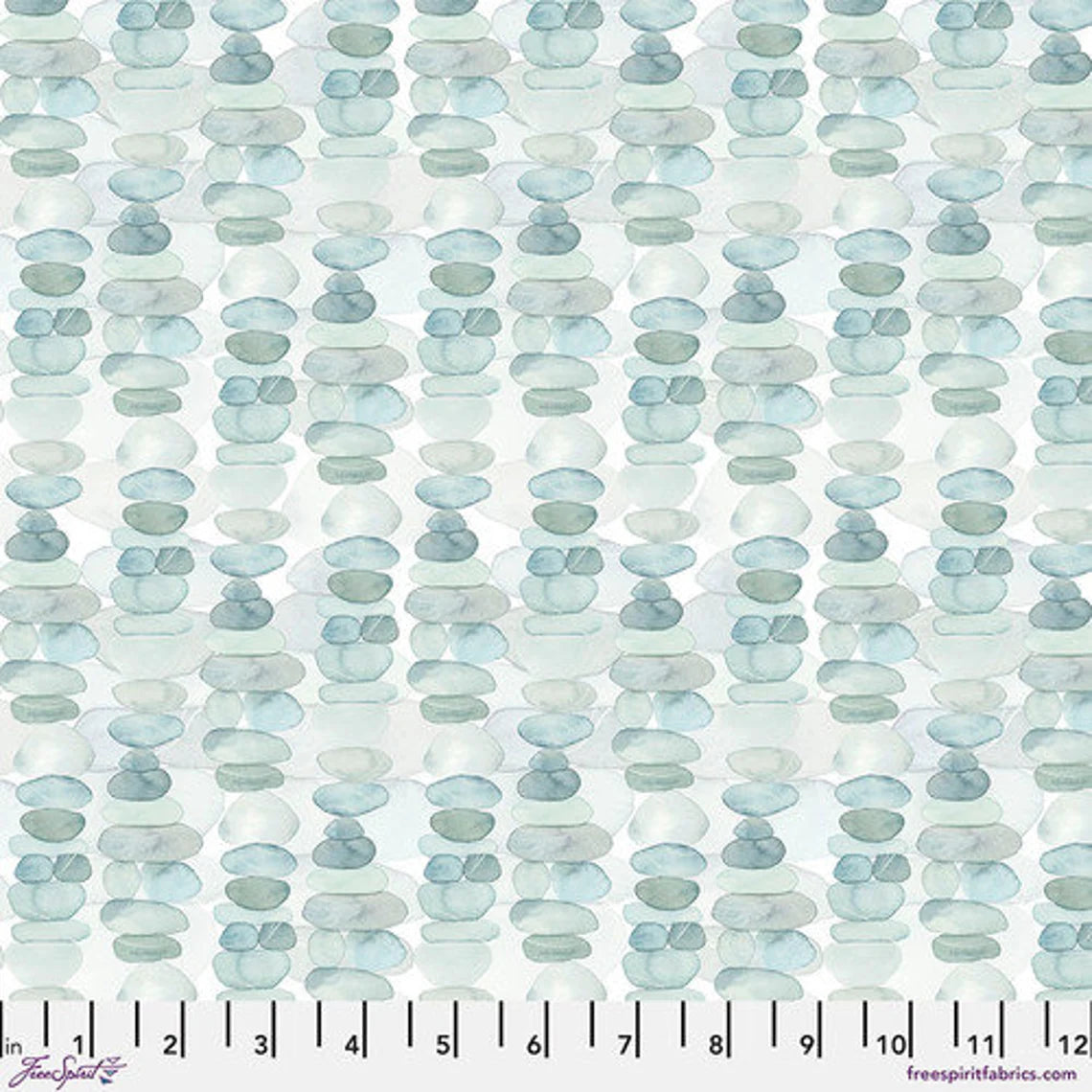 Touchstones Cairns Geo Texture Ocean Blue Shell Rubymmel Free Spirit Cotton Fabric