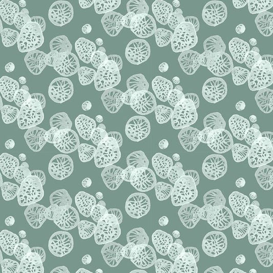 Touchstones Ocean Jewels Geo Sage Green Shell Rummel Free Spirit Cotton Fabric