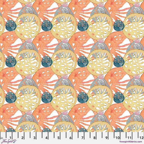 Touchstones Treasure Corals Coral Orange Shell Rummel Free Spirit Cotton Fabric