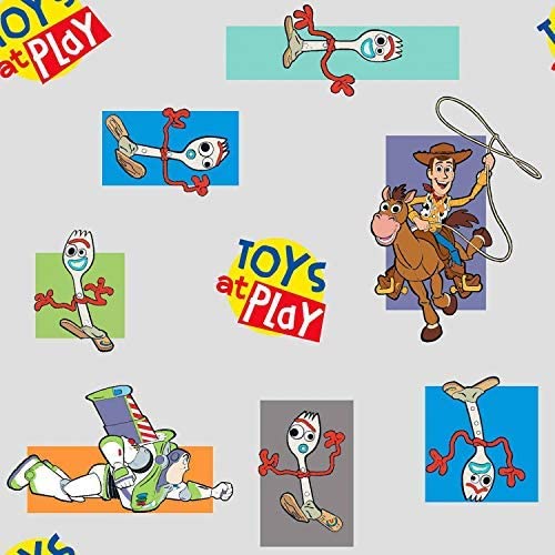 Toy Story 4 Toys at Play Forky Light Gray Disney Licensed Springs Creative Cotton Fabric
