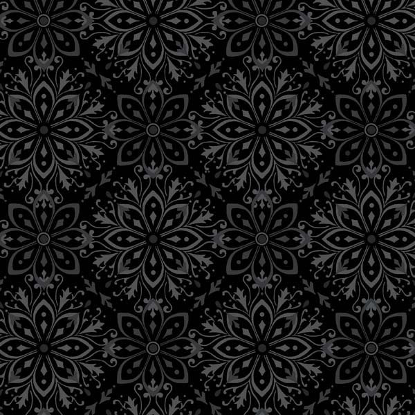 Tranquil Flannel 108" Wideback Large Medallion Black Studio E Cotton Fabric SE-F5597-99