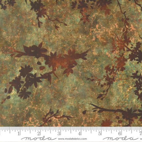 Tranquil Patina Zen Blossom Landscape and Nature Cherry Blossoms Bronze Debbie Maddy Moda Cotton Fabric MD-48111-13