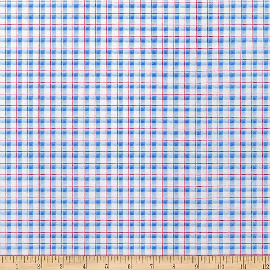 Trendy Meadow Small Plaid Blue and Red Henry Glass Cotton Fabric HG-9928-70