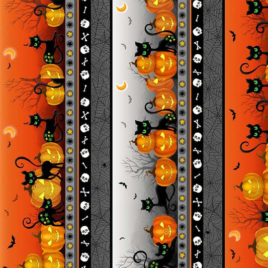Trick or Treat Moonlight Magic Stripes Orange Michael Miller Cotton Fabric MM-DCX10330-ORAN-D
