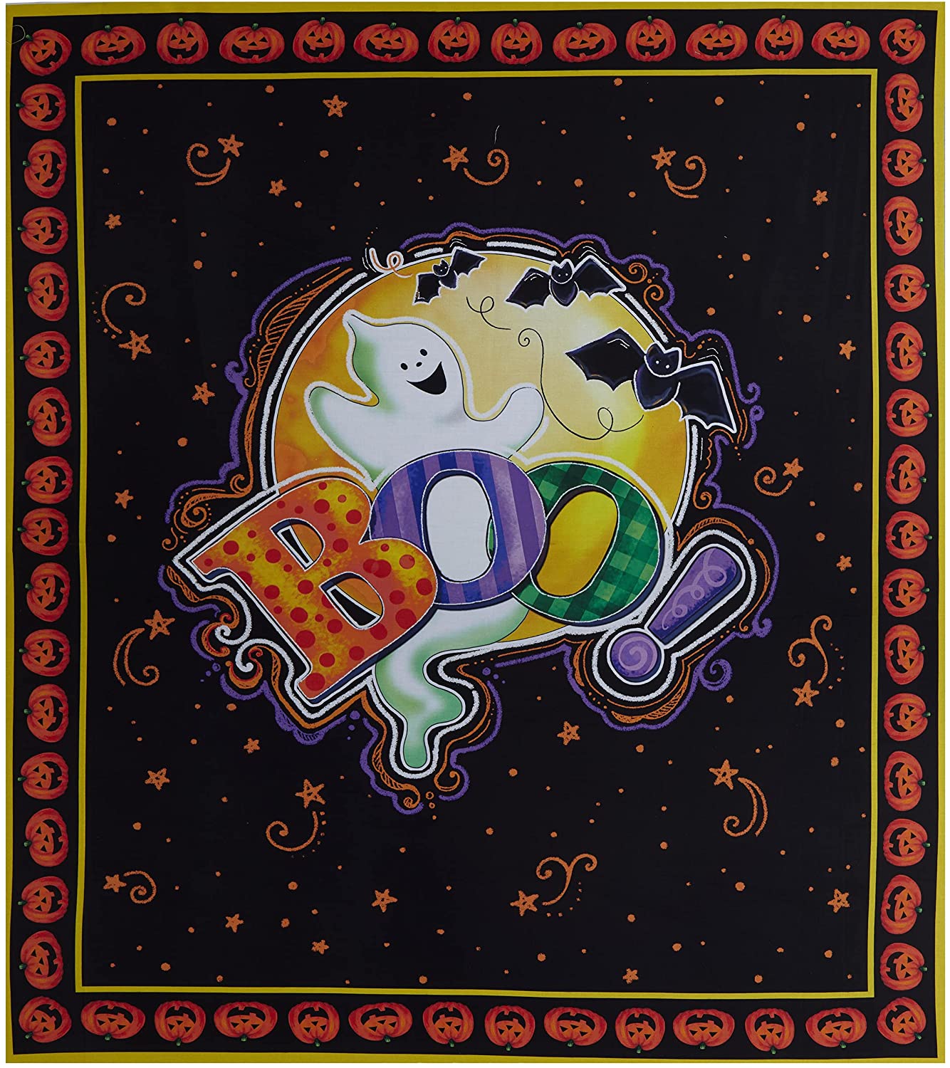 Tricks and Treats Boo Panel 36" Black Quilting Treasures Cotton Fabric