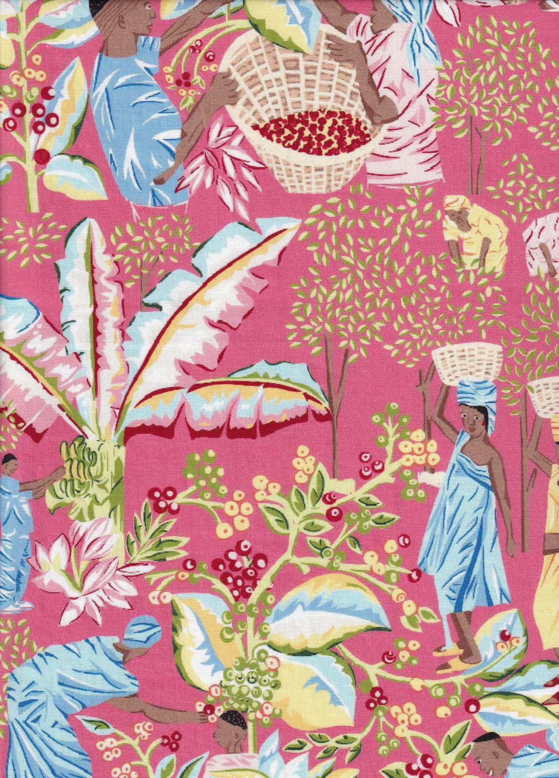 Tropical African Collection Coffee Cherry Farm Coral Dayo Alakija Foust Textiles Cotton Fabric FT-DAC01-01 Cora