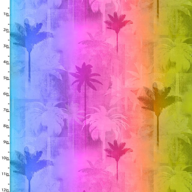 Tropicolor Birds Palm Tree Rainbow Ombre Connie Haley 3 Wishes Cotton Fabric