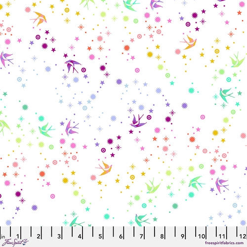 True Colors Fairy Dust White Tula Pink Free Spirit Cotton Fabric FS-PWTP133.WHITE