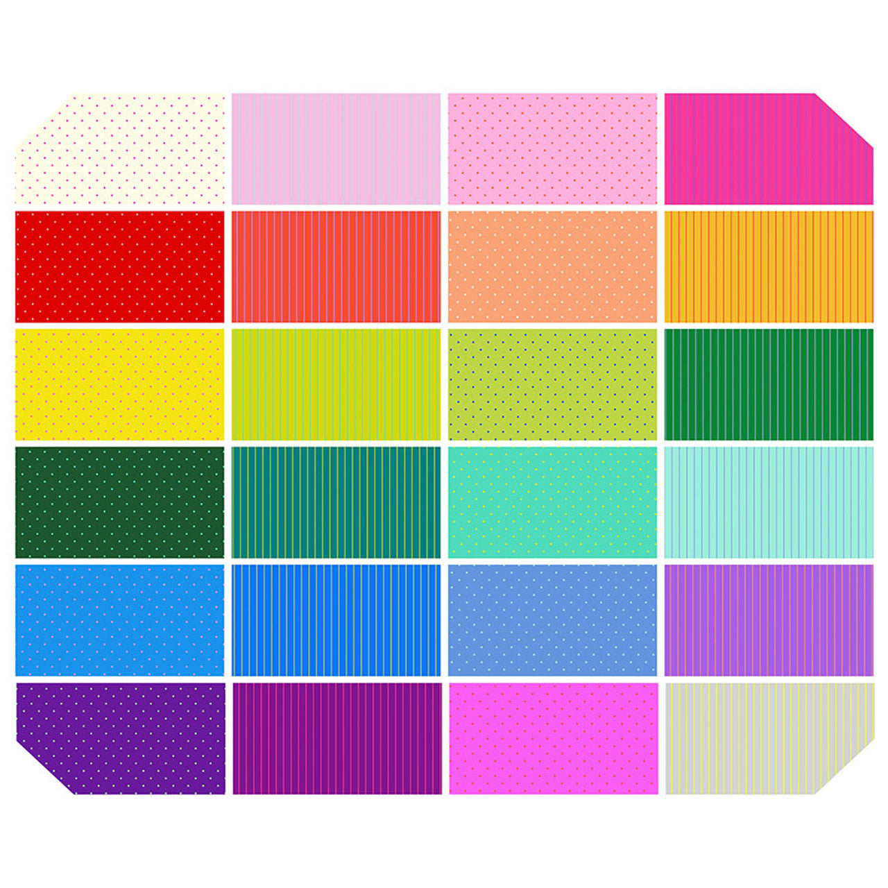 True Colors Tiny Coordinates 5" Squares Charm Pack 42pcs Tula Pink Free Spirit Cotton Fabric FS-FB6CPTP.TINYCOOR