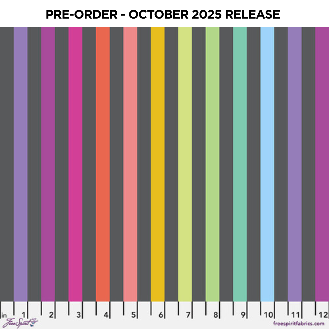 PRE-ORDER | OCT 2025 | True Colors Graywork Disco Stripe Carbon Tula Pink Free Spirit Cotton Fabric FS-PWTP231.CARBON