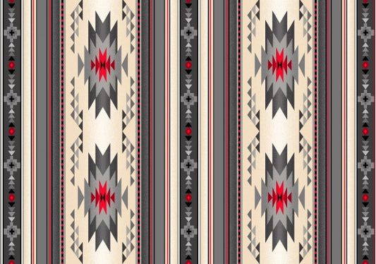 Tucson Aztec Southwestern Native American Stripe Gray Elizabeth Studio Cotton Fabric  ES-201-Gray
